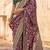 Purple kalamkari silk blend designer saree
