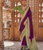 Purple woven design zari silk blend designer patola saree