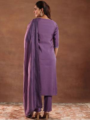 floral embroidered straight gotta patti kurta with trousers & dupatta 4
