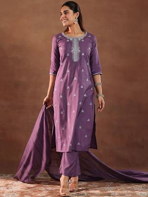 floral embroidered straight gotta patti kurta with trousers & dupatta 6