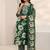 women floral printed regular thread work kurta with trousers & with dupatta