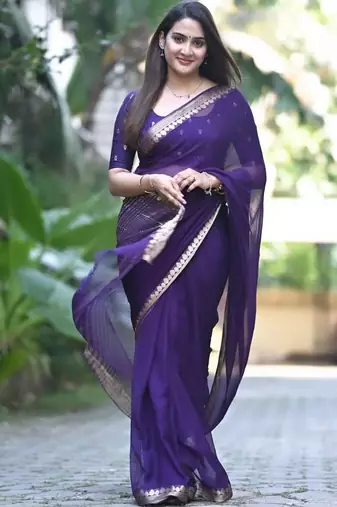 Purple ethnic motifs zari designer saree