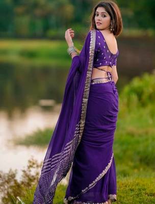 Purple ethnic motifs zari designer saree 2
