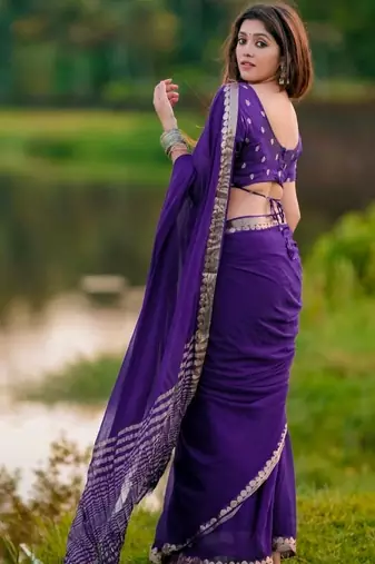 Purple ethnic motifs zari designer saree