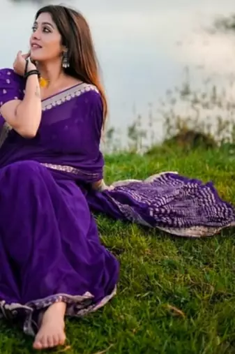 Purple ethnic motifs zari designer saree