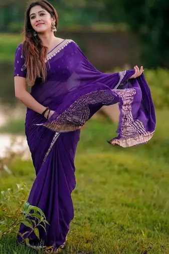 Purple ethnic motifs zari designer saree