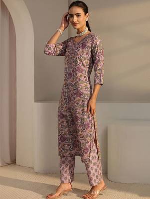 libas pink floral printed straight suit set with dupatta 3