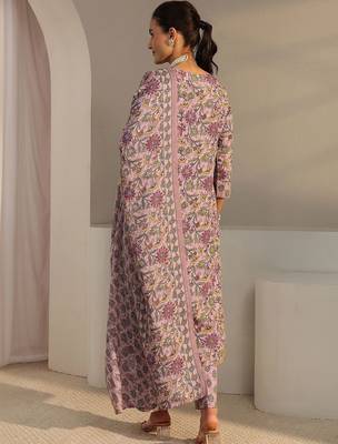 libas pink floral printed straight suit set with dupatta 6