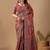Red floral embroidered silk blend designer banarasi saree