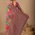 Red floral embroidered silk blend designer banarasi saree