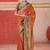 Orange ethnic motifs woven design zari pochampally saree
