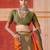 Orange ethnic motifs woven design zari pochampally saree