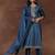 floral embroidered straight sequinned kurta with trousers & dupatta