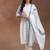 chevron embroidered regular thread work kurta with palazzos & dupatta