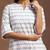 chevron embroidered regular thread work kurta with palazzos & dupatta