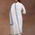 chevron embroidered regular thread work kurta with palazzos & dupatta