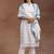 chevron embroidered regular thread work kurta with palazzos & dupatta