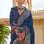 Navy blue paisley embroidered silk blend designer patola saree