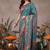 Teal ethnic motifs embroidered silk blend designer banarasi saree