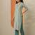 floral printed v-neck thread work straight kurta with trousers & dupatta
