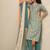 floral printed v-neck thread work straight kurta with trousers & dupatta
