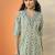 floral printed v-neck thread work straight kurta with trousers & dupatta