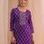 women ethnic motifs printed regular thread work kurta with trousers & with dupatta