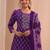women ethnic motifs printed regular thread work kurta with trousers & with dupatta