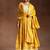womens mustard printed anarkali kurta with churidar & dupatta