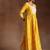 womens mustard printed anarkali kurta with churidar & dupatta