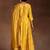 womens mustard printed anarkali kurta with churidar & dupatta