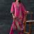 ethnic motifs printed mandarin collar straight kurta with trousers & dupatta