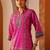 ethnic motifs printed mandarin collar straight kurta with trousers & dupatta
