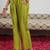 green and pink floral zari yoke design straight kurta with trouser & dupatta