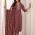 women ethnic motifs printed regular thread work kurta with trousers & with dupatta
