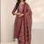 women ethnic motifs printed regular thread work kurta with trousers & with dupatta