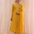 sunshine yellow printed cotton straight suit set