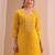 sunshine yellow printed cotton straight suit set