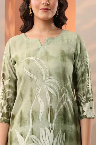 floral printed straight kurta with trousers & dupatta