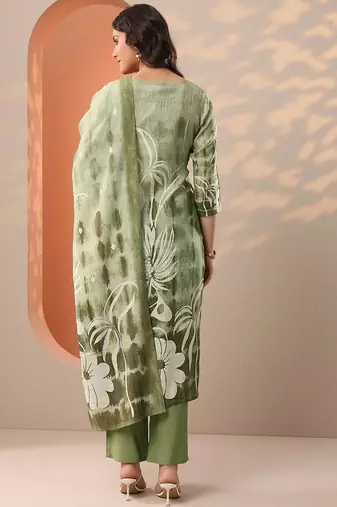 floral printed straight kurta with trousers & dupatta