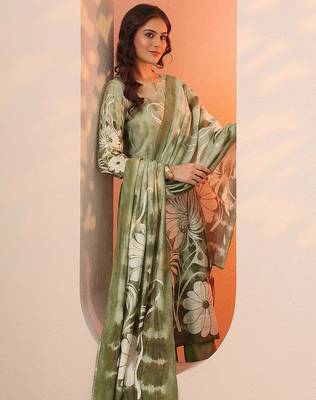 floral printed straight kurta with trousers & dupatta 5