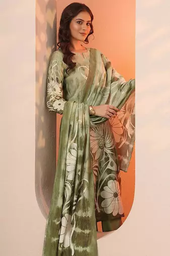 floral printed straight kurta with trousers & dupatta