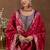floral yoke design sequinned straight kurta with trouser & dupatta