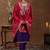 floral yoke design sequinned straight kurta with trouser & dupatta
