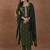 olive green floral embroidered sequinned straight kurta with trousers & dupatta