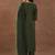 olive green floral embroidered sequinned straight kurta with trousers & dupatta