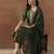 olive green floral embroidered sequinned straight kurta with trousers & dupatta