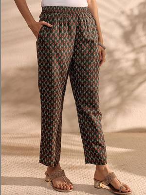 libas green ajrak printed straight suit set with dupatta 4