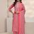 women ethnic motifs printed regular thread work kurta with trousers & with dupatta