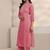 women ethnic motifs printed regular thread work kurta with trousers & with dupatta